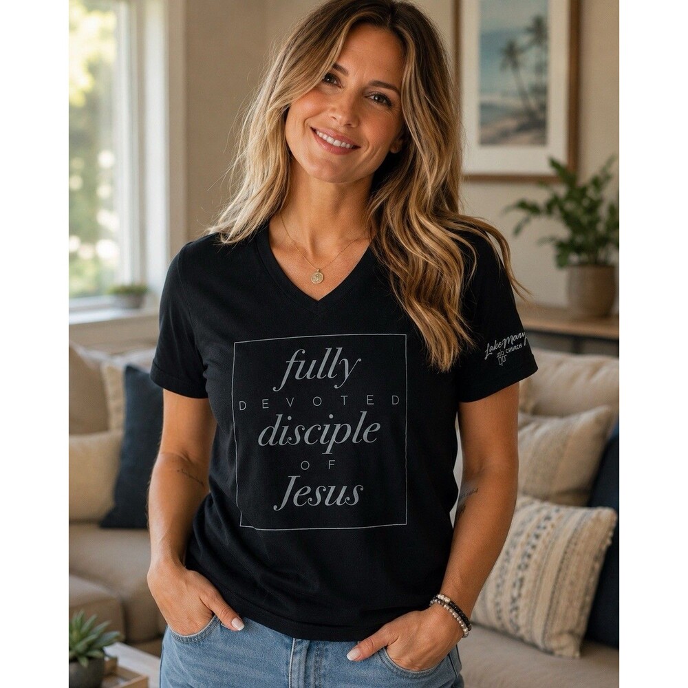 Fully Devoted To Jesus Christian Religious God Bible Lake Mary Church T-shirt